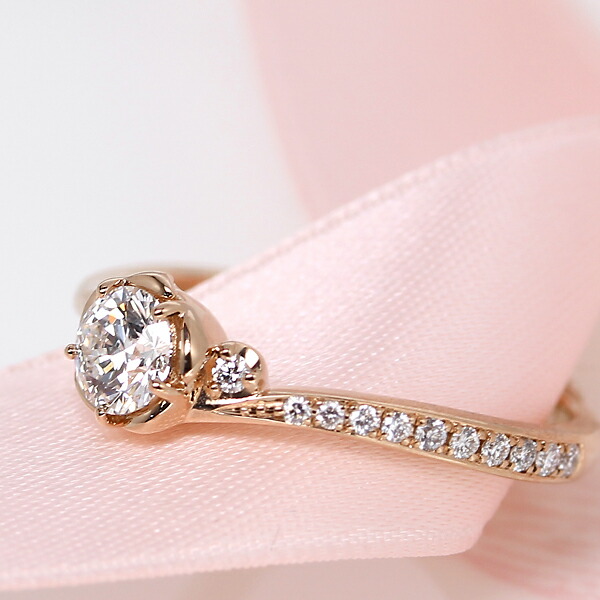楽天市場】婚約指輪 ダイヤ エンゲージリング K18 ピンクゴールド