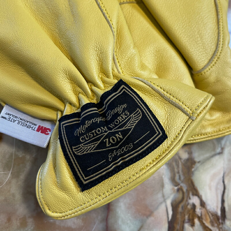楽天市場】ZONオリジナル 冬用 レザー グローブ イエロー 本革 羊革