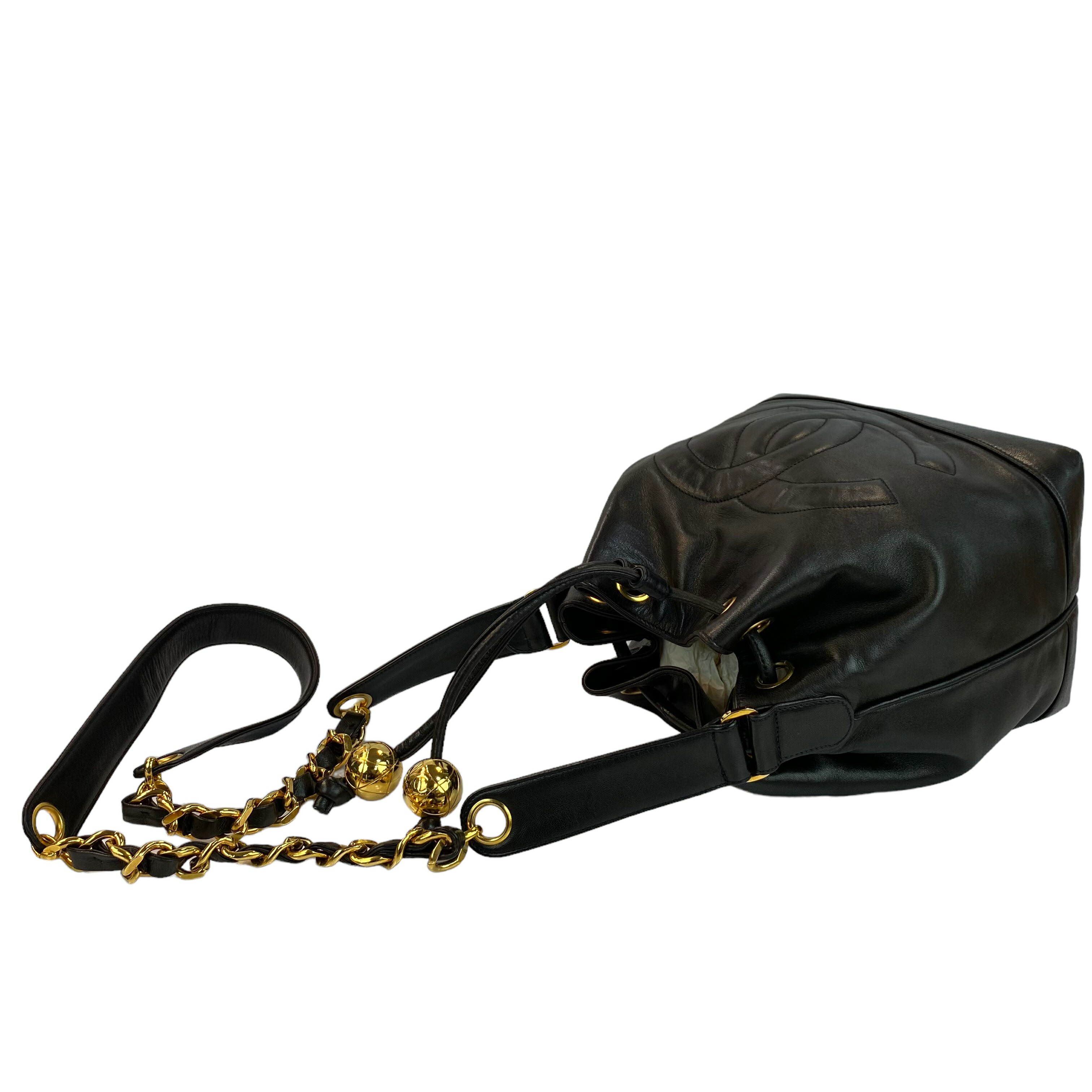 楽天市場】シャネル CHANEL 巾着 ショルダーバッグ ブラック/ゴールド