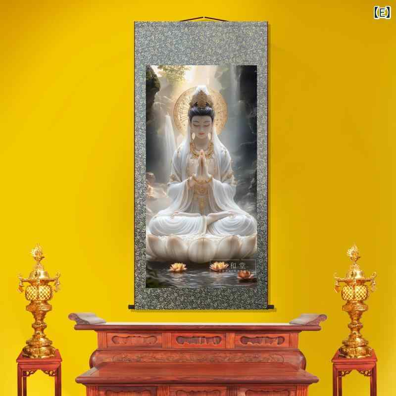 楽天市場】観音菩薩 掛け軸 絵画 レトロ 古風 和風 インテリア 蓮華