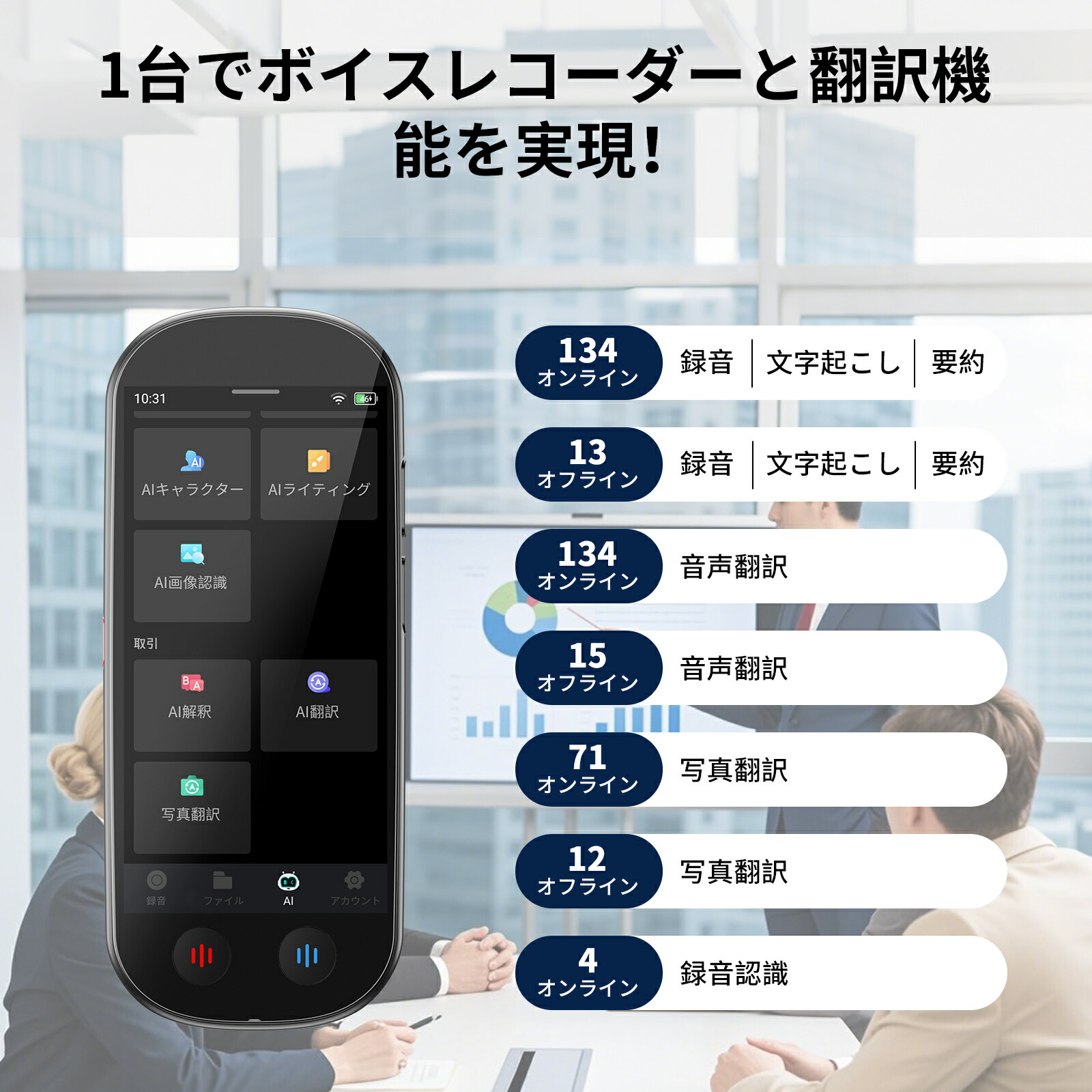 楽天市場】【楽天スーパーSALE20%OFF】公式店 M4 AI ボイスレコーダー