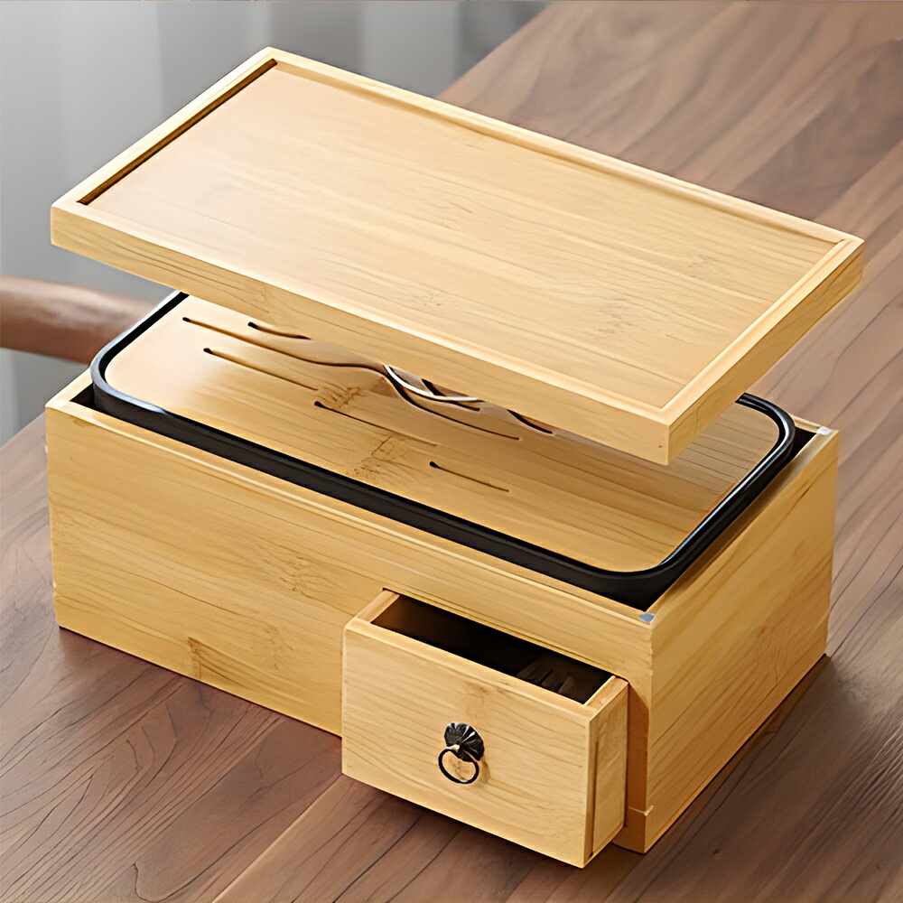 楽天市場】一つで2役 ティートレー＆収納ケース 天然竹 トレー 卓上