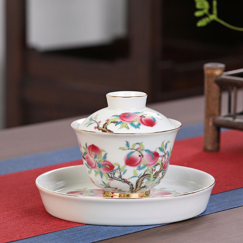 楽天市場】IwaiLoft 蓋碗 三才碗 宝瓶 煎茶器 桃の柄 急須 中国茶