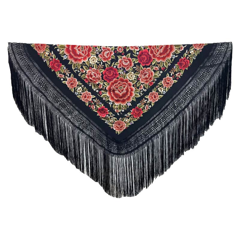 楽天市場】BF-24056 刺繍入りマントン/ブラック×多色【フラメンコ用品