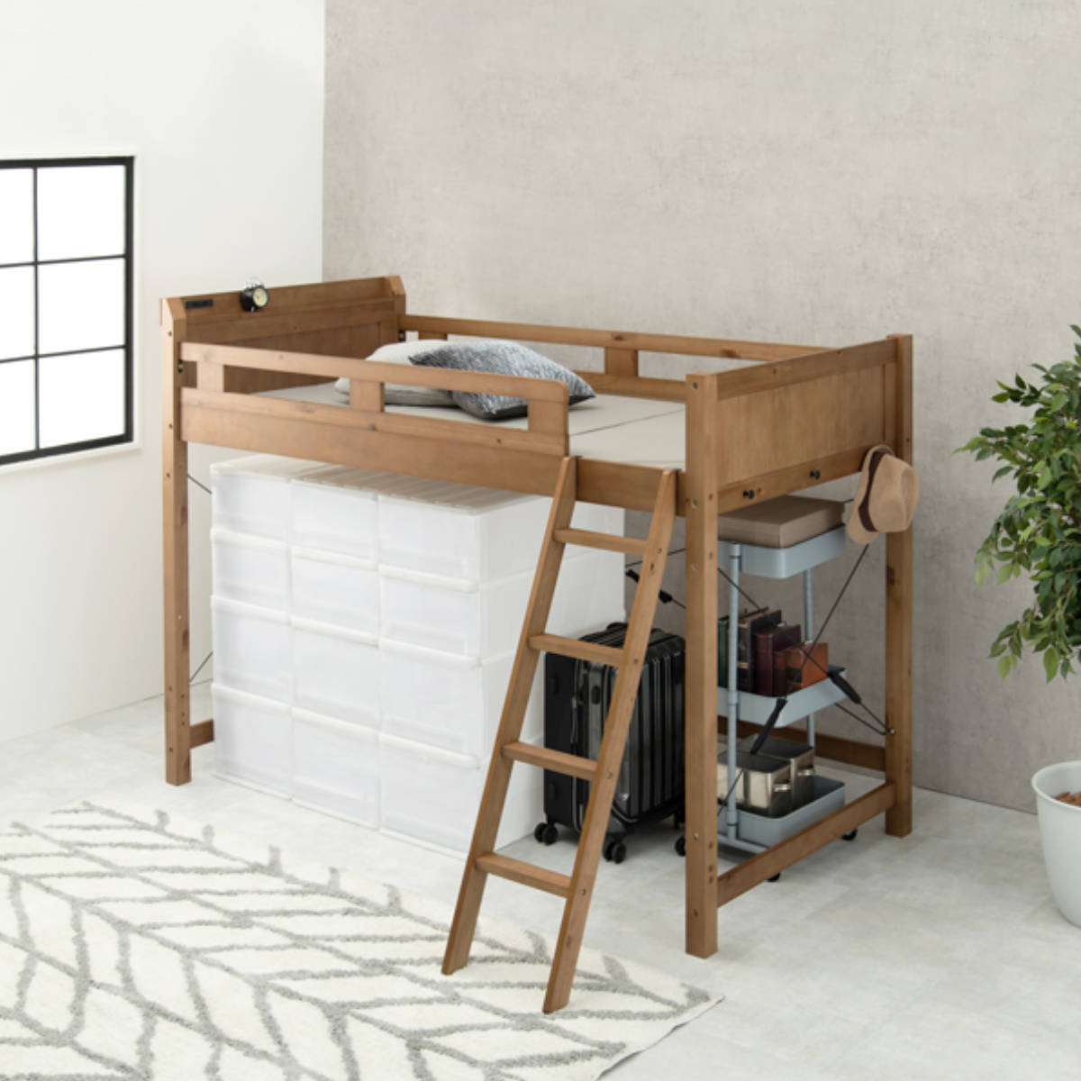 楽天市場】ロフトベッド ベッド下113cm 木製 2口コンセント （ 送料