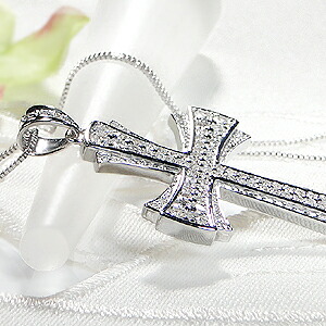 楽天市場】K18WG【1.25ct】ダイヤモンド クロス ネックレス【送料無料