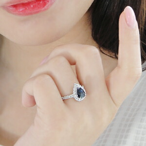 楽天市場】pt900 ダイヤモンド ペアシェイプ サファイヤ リング