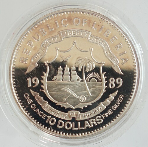 楽天市場】リベリア 昭和天皇 10ドルプルーフ銀貨 1989年 : 紅林コイン