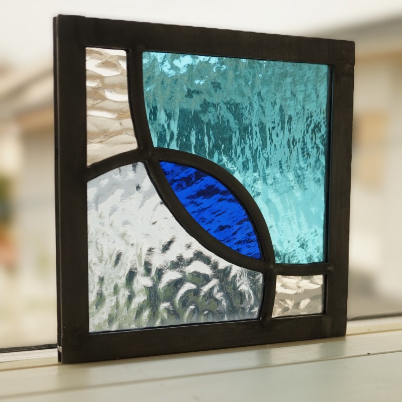 楽天市場】ステンドグラス パネル 住宅用 幾何学 オーバル ブルー