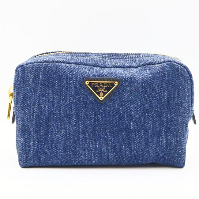 楽天市場】プラダ【PRADA】1NA021 デニムポーチ コスメポーチ ブルー