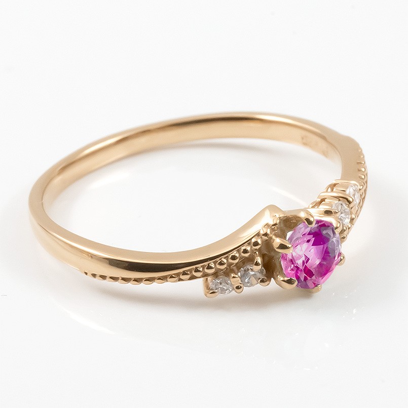 楽天市場】18金 リング ダイヤモンド ルビー 一粒 指輪 レディース