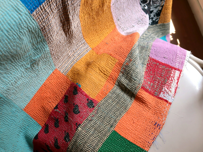 楽天市場】インド カンタ刺繍 パッチワーク ラリーキルト ヴィンテージ