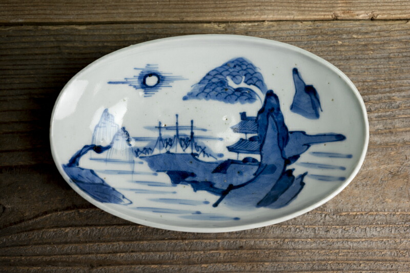 楽天市場】骨董○古伊万里山水図楕円長皿○ | 江戸中期-18世紀頃