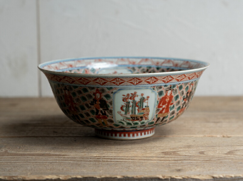 楽天市場】骨董○有田焼染錦南蛮図深鉢○南蛮船と南蛮人の図 | 20世紀