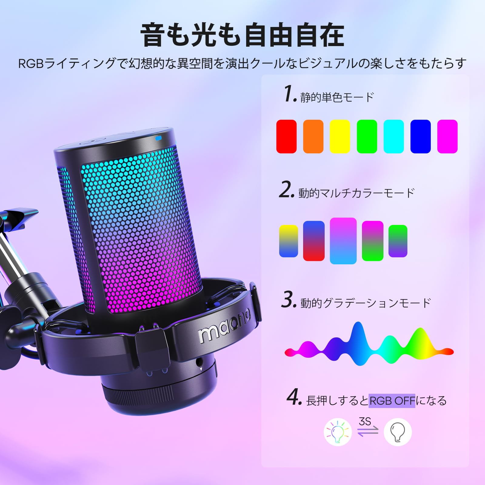 楽天市場】MAONO USB コンデンサーマイク ゲーミングマイク PC マイク