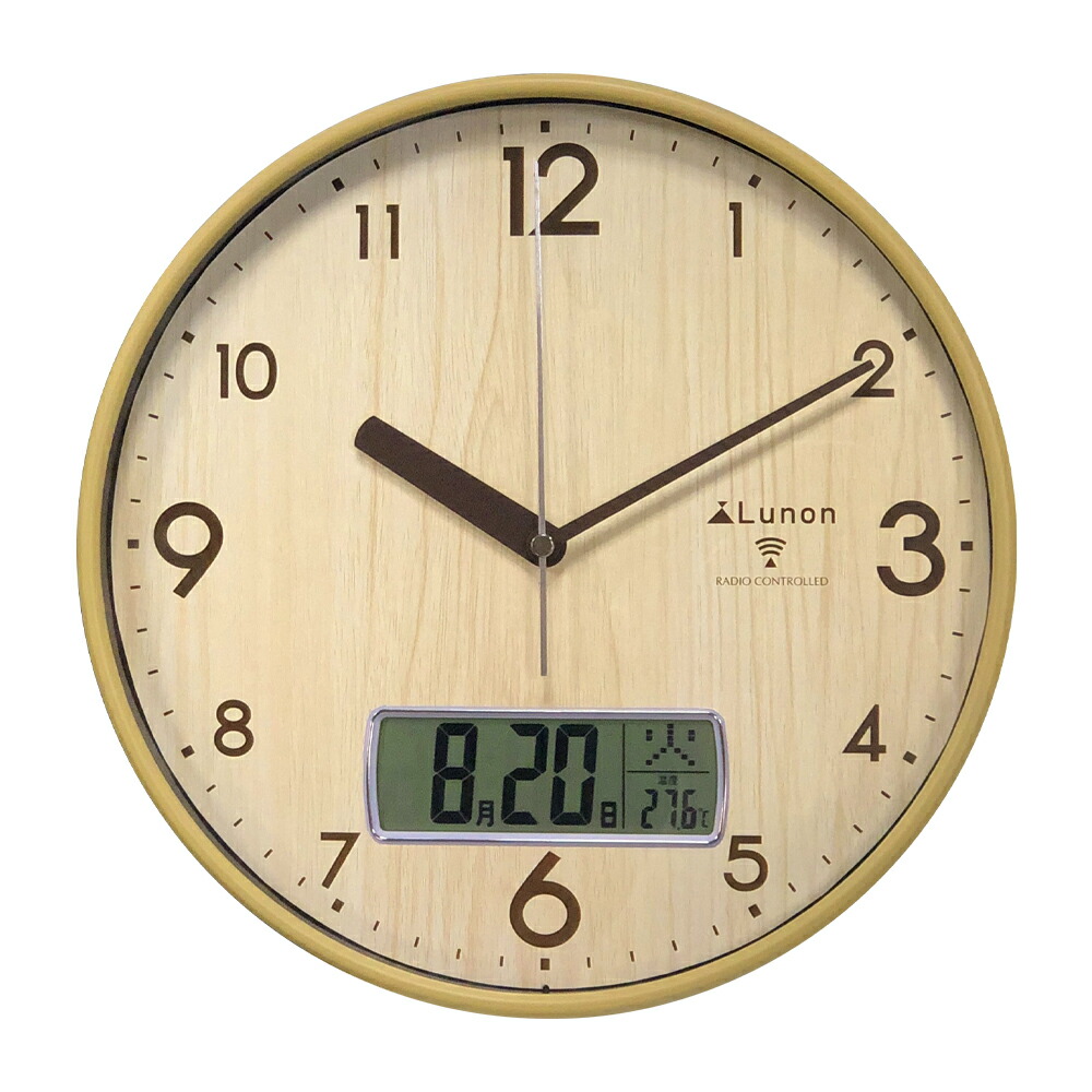 楽天市場】壁掛け電波時計 28cm 壁掛け時計 温度 日付 曜日 デジタル