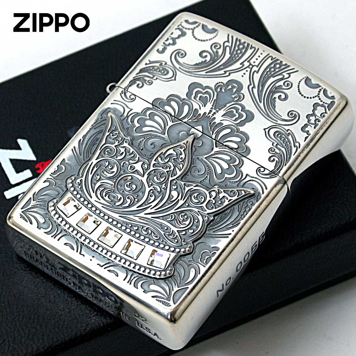 楽天市場】Zippo ジッポライター 王冠 クラウン メタル ラインストーン