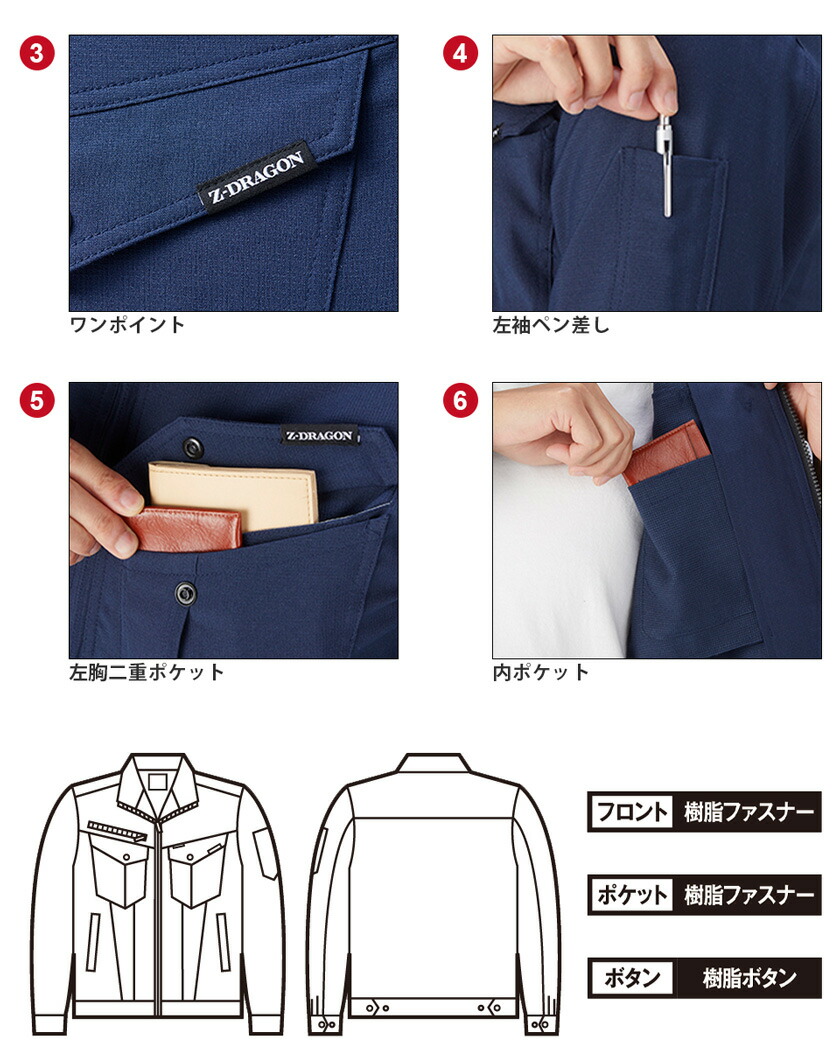 楽天市場】【P10倍】 Z-DRAGON 製品制電ストレッチジャンパー 72900