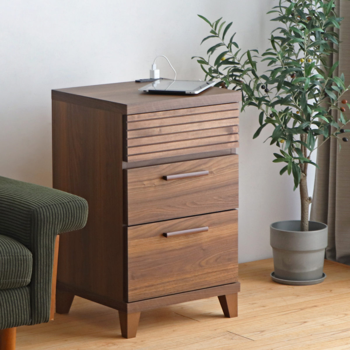 楽天市場】チェスト 3段 コンセント付 テクター 幅44cm （ 送料無料