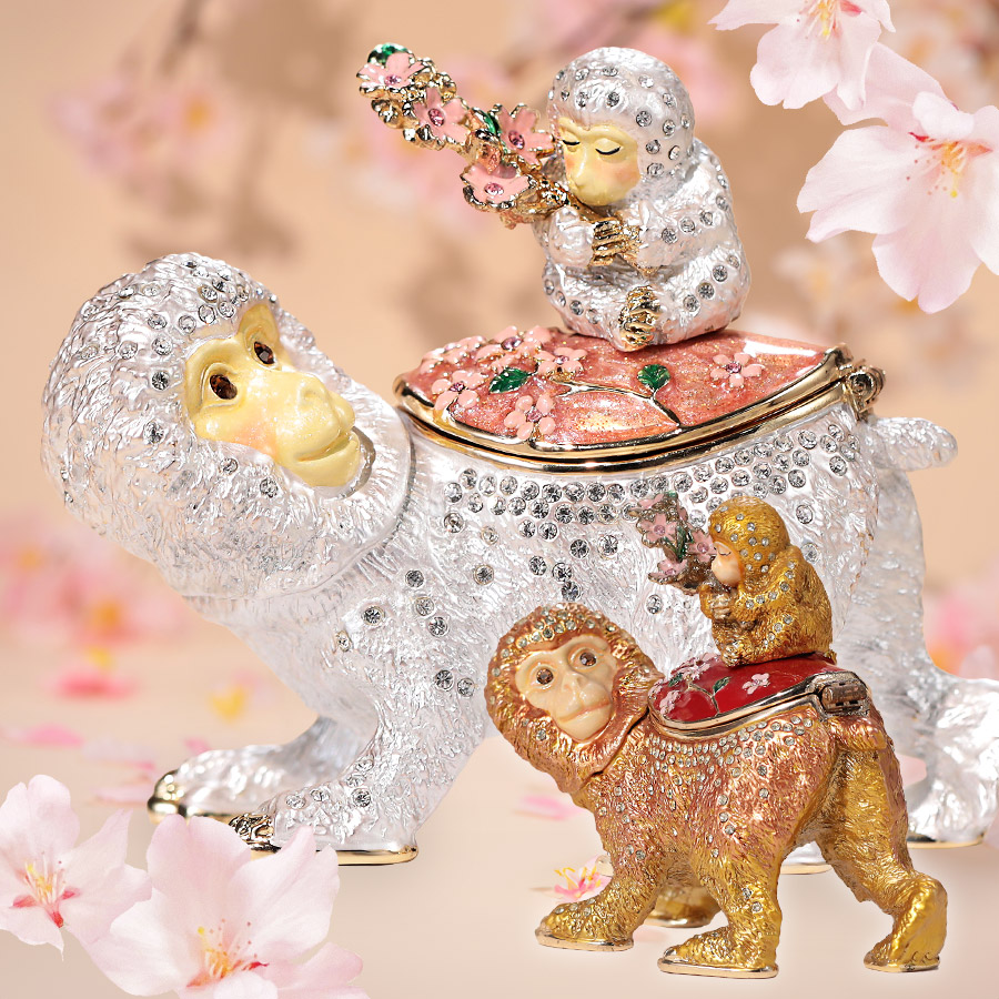楽天市場】【正規品】 親子申 サル 桜 猿 干支 ジュエリーボックス