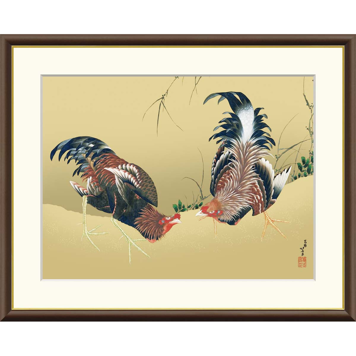 楽天市場】絵画 日本の名画 軍鶏図 葛飾北斎 額入り インテリア アート