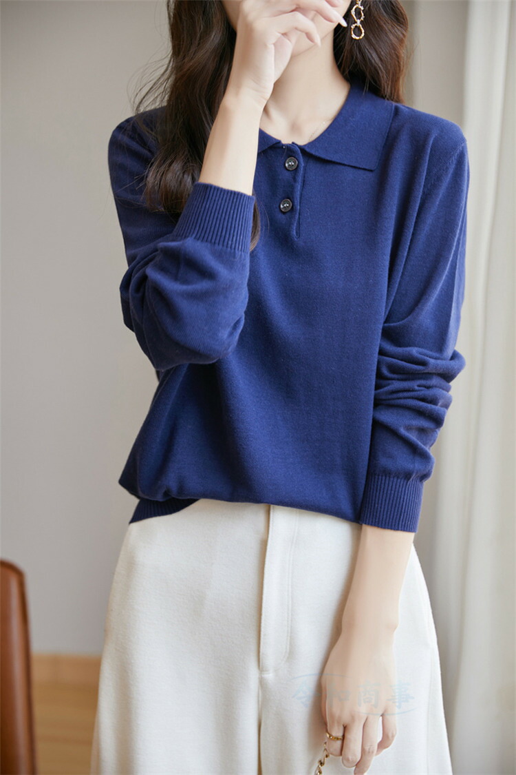 楽天市場】ポロシャツ レディース ニット 綿100％ 長袖ポロシャツ