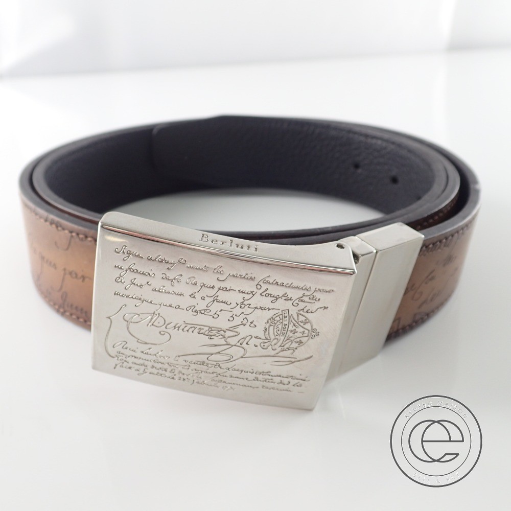 楽天市場】Berluti ベルルッティ カリグラフィ バックル レザーベルト