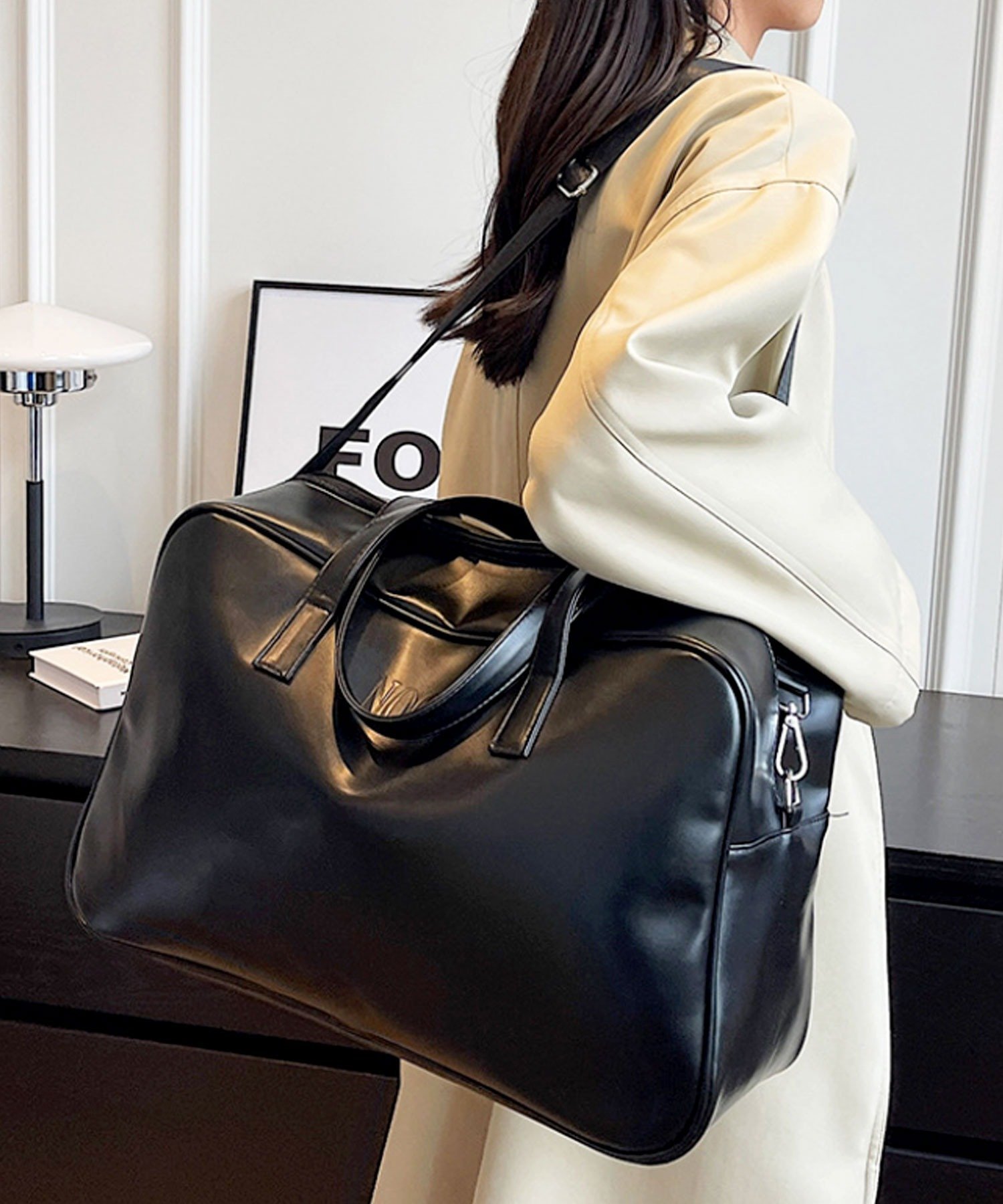 florist｜2WAY/大容量/ヴィーガンレザースクエアビッグボストンバッグ