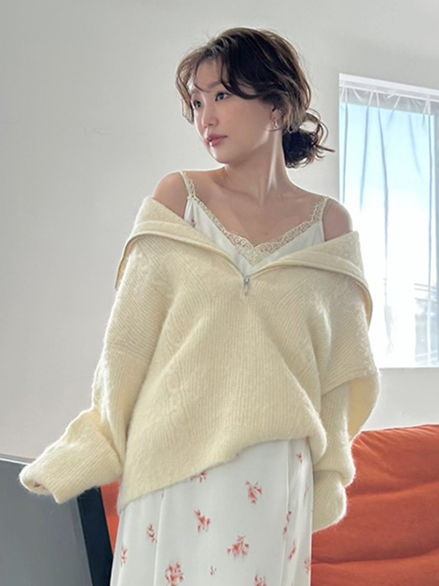 FRAY I.D｜アルパカシャギーハーフジッププルオーバー | Rakuten