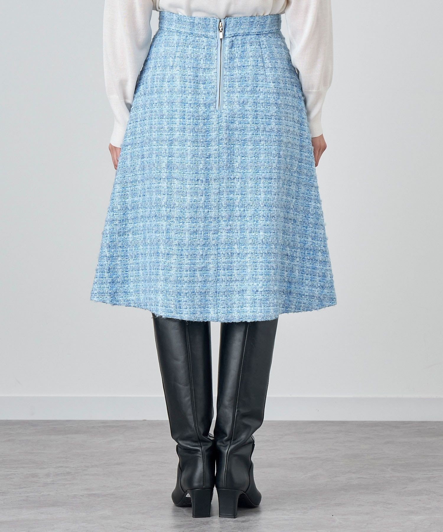 ANAYI｜ブルーツイードフリンジミニスカート | Rakuten Fashion(楽天