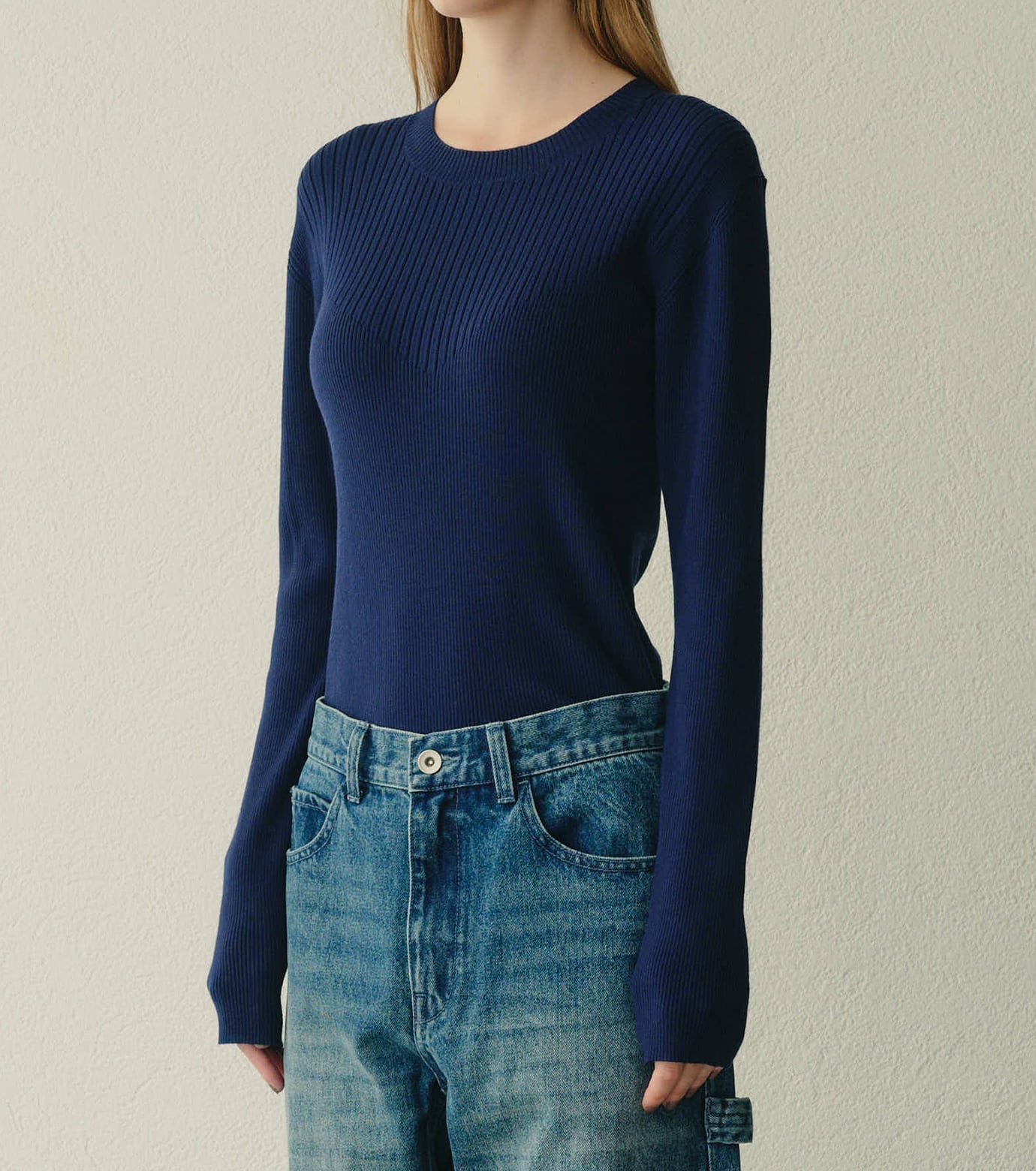 LE CIEL BLEU｜トゥーテクスチャーリブドニットトップ / Two-Texture