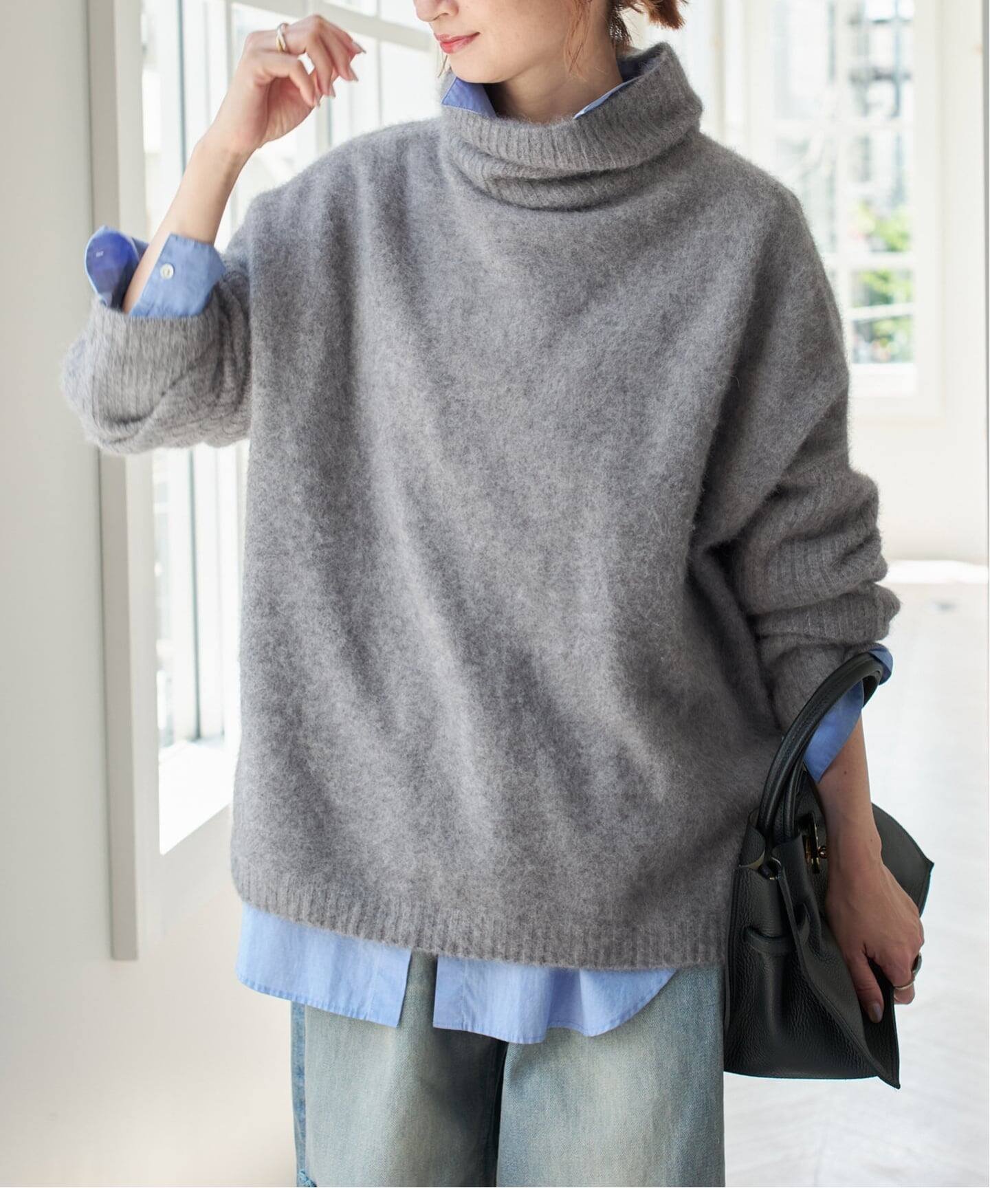 Spick & Span｜《追加》フォックスウールミックスロングリブタートル