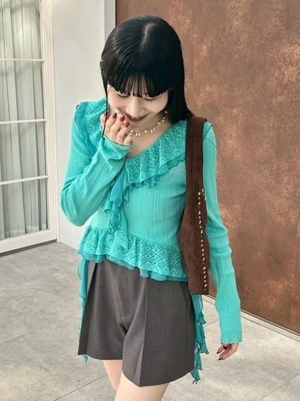 LILY BROWN｜ボリュームフリルニットトップス | Rakuten Fashion(楽天