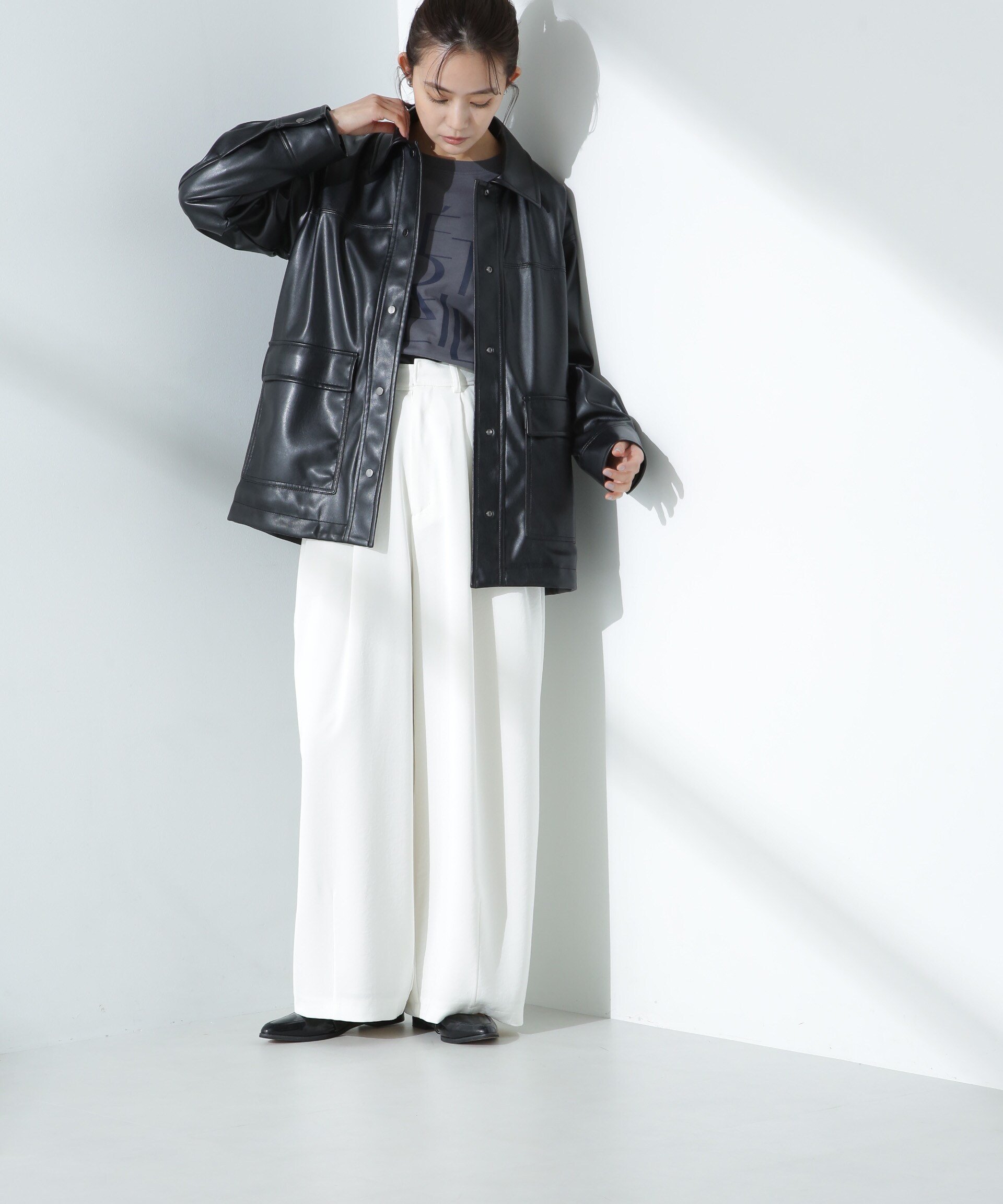 NANO universe｜フェイクレザーシャツジャケット | Rakuten Fashion