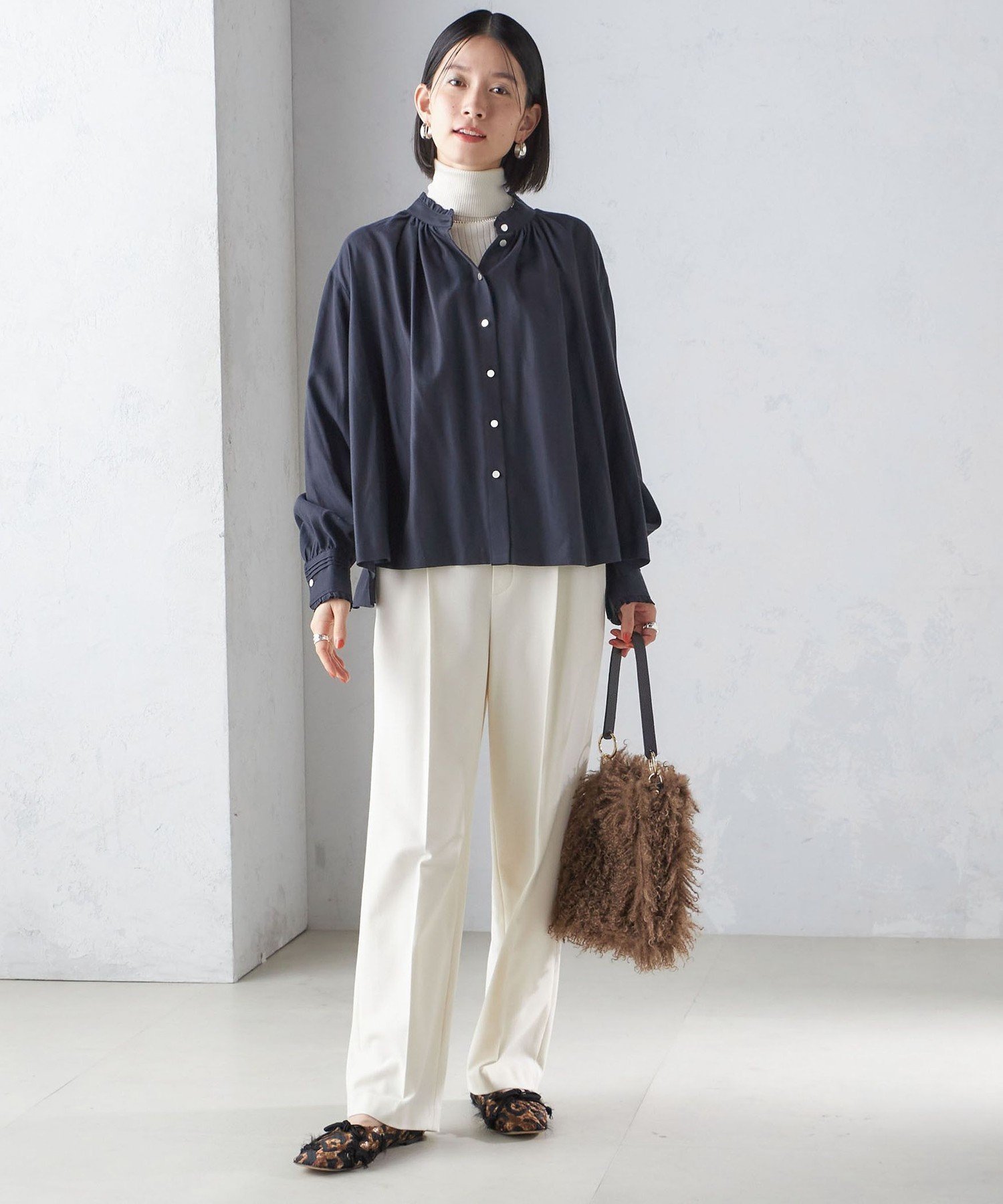 タグ付✨24SS✨現行　フミエタナカ　シアーギャザーシャツ　ブルー　フリル タグ付✨24SS✨現行 フミエタナカ シアーギャザーシャツ ブルー フリル