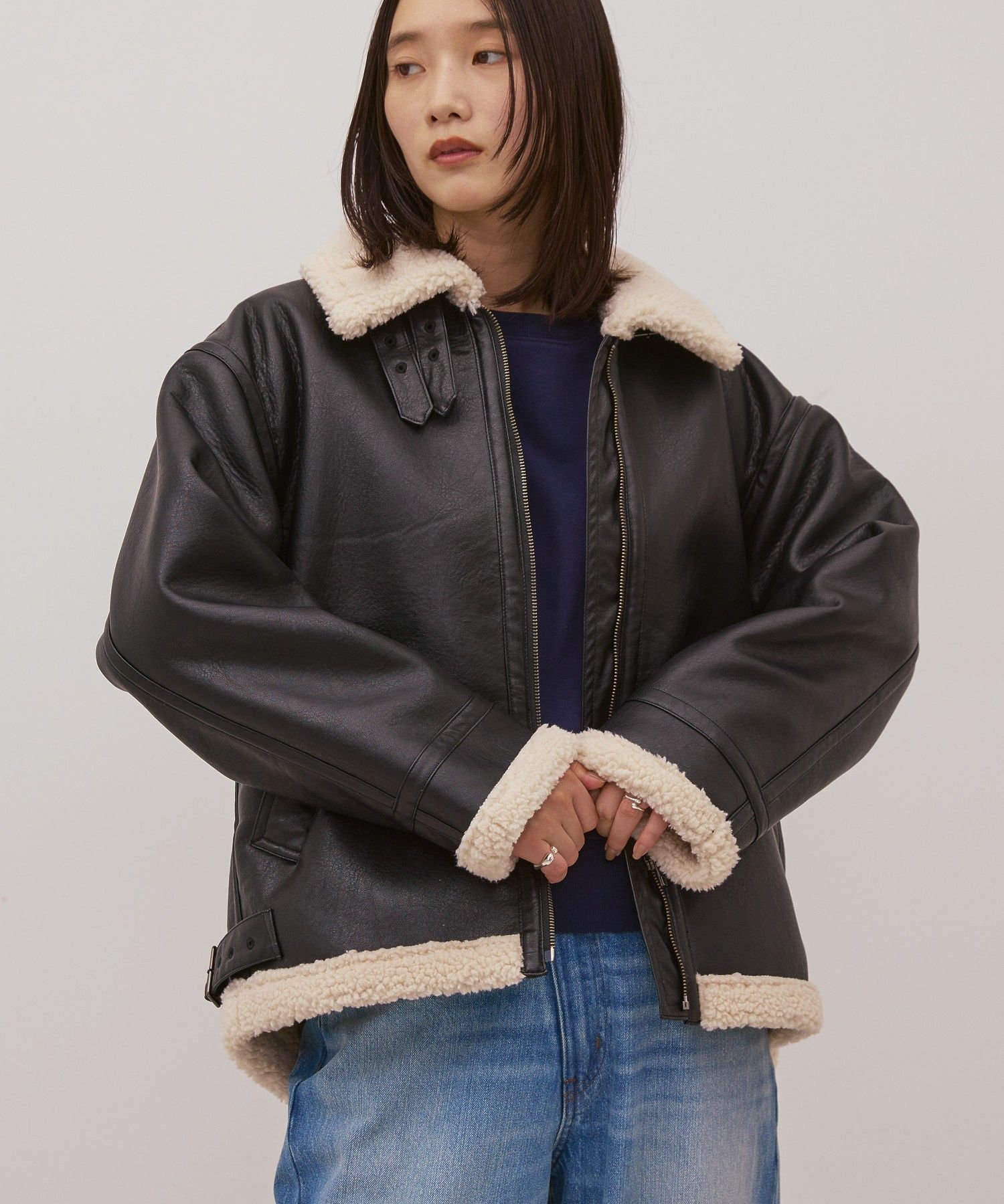 AMERICAN HOLIC｜ボアフェイクレザーブルゾン | Rakuten Fashion(楽天