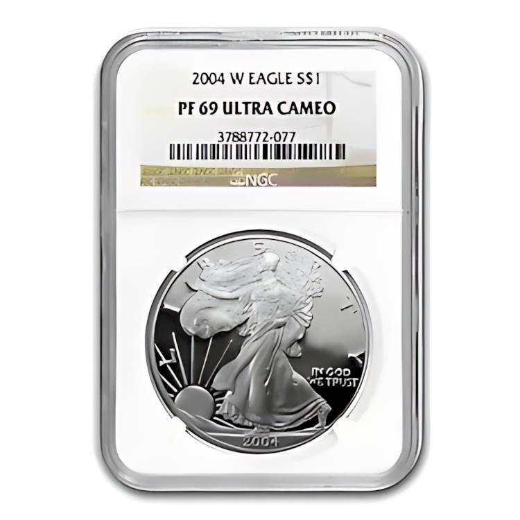 楽天市場】2004-W プルーフ アメリカン シルバー イーグル PF-69 NGC
