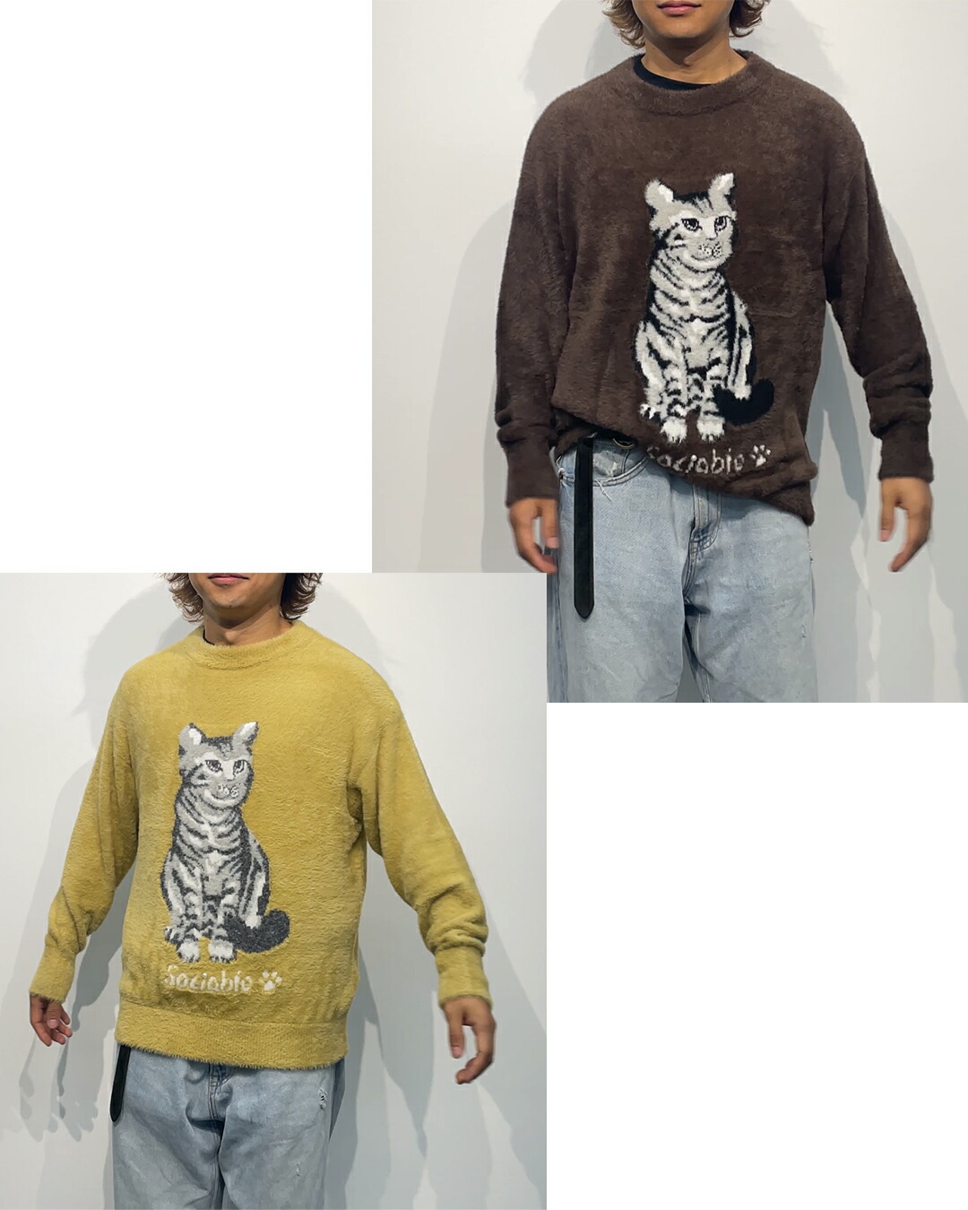 楽天市場】ニット レディース 秋冬 猫 クルーネック 長袖 フェザー