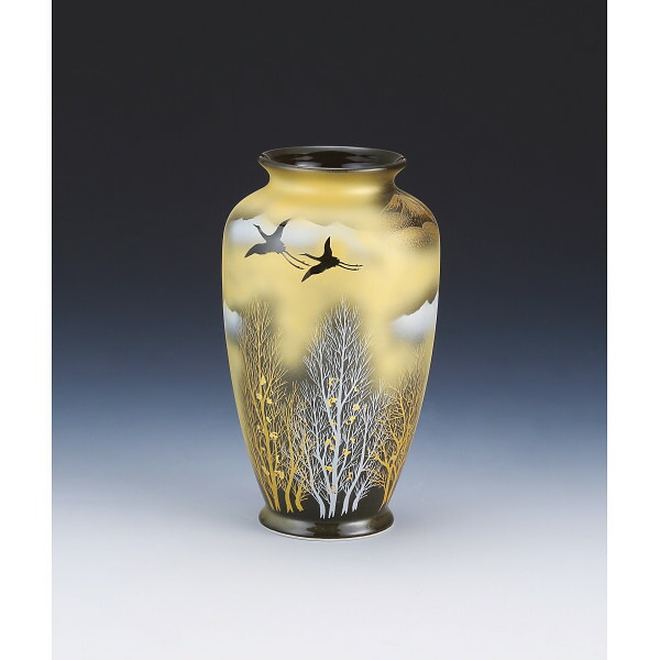 楽天市場】九谷焼 8号カメ寸胴花瓶 金箔木立連山に鶴 130550 : ギフト