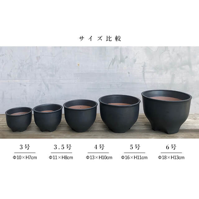楽天市場】伝市鉢 コウロ型【ブラック】6号 φ18cm×H13cm 植木鉢 陶器