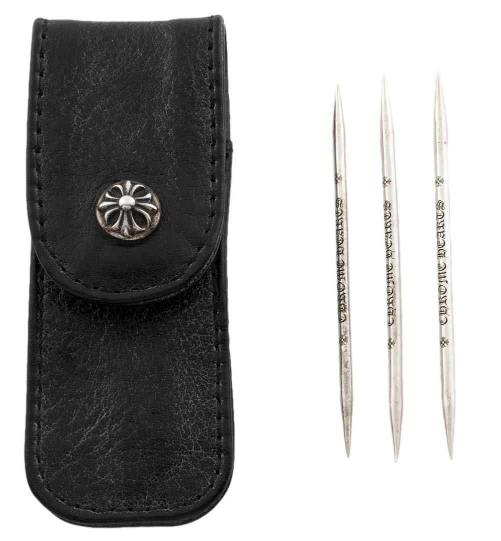 楽天市場】CHROME HEARTS 3 SILVER TOOTHPICKS W/LEATHER CASEクロム