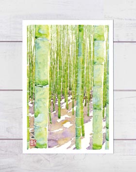 楽天市場】竹林1 [ 嵐山 ] ( 夏の緑 新緑 静寂 景色 竹 和風 水彩画