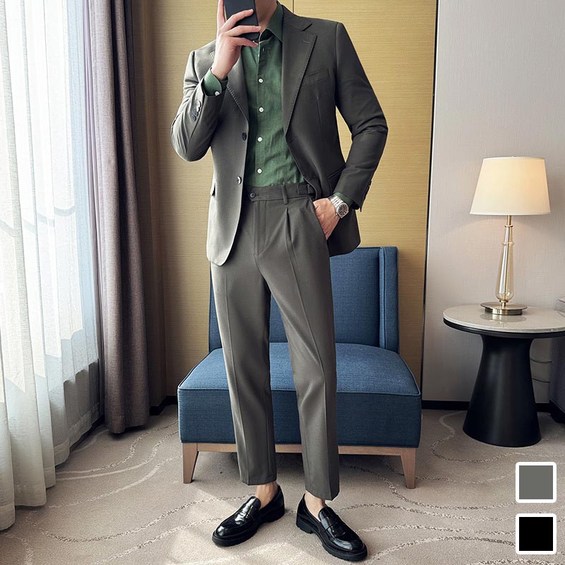 楽天市場】メンズスーツ 夏 2点セット セレモニースーツ カーキ