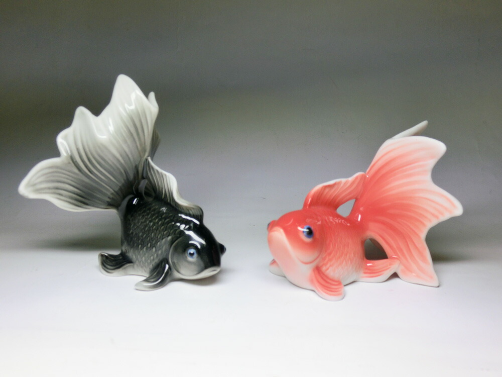 楽天市場】陶器製 ペア 金魚 赤黒＜癒しグッズ 風水グッズ ヒーリング
