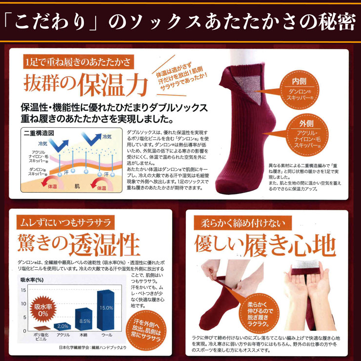 楽天市場】【ポイント10倍】ひだまりダブルソックス婦人用 【送料無料