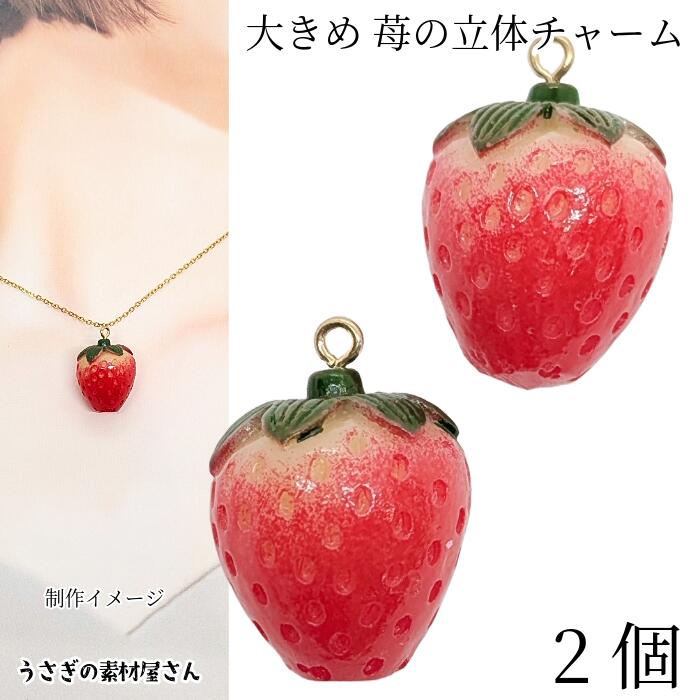 楽天市場】イチゴ チャーム 24mm 2個 大きめ アクリルチャーム リアル