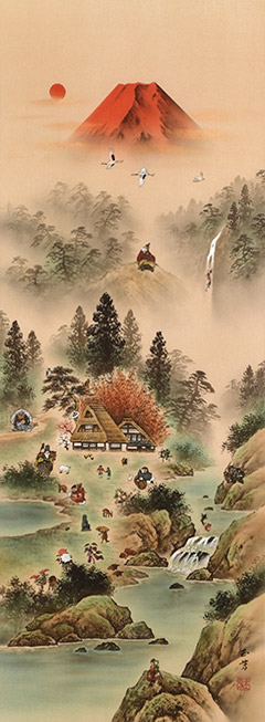 楽天市場】掛け軸 掛軸 十六全図 太田玉芳 尺五立(54.5×190cm) 桐箱