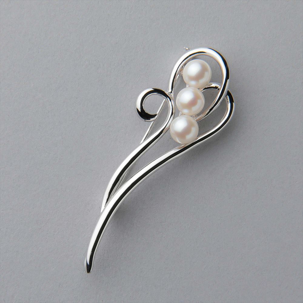 楽天市場】あこや真珠 3粒 ブローチ ホワイト系 7.0-7.5mm SV925