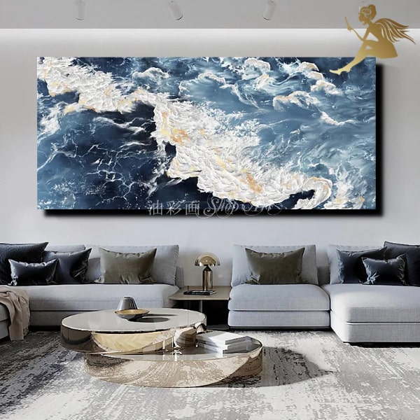 楽天市場】手書きの油彩画【絵】絵画 海 アートパネル【送料無料