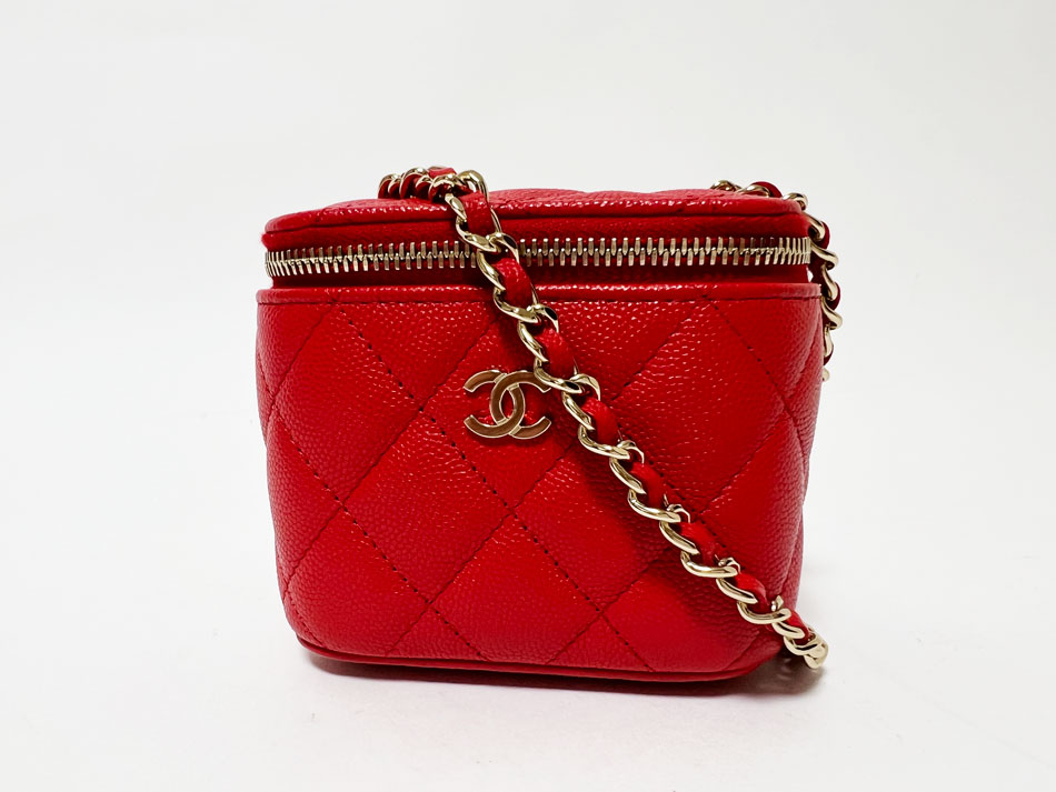 楽天市場】CHANEL シャネル キャビアスキン ミニバニティ チェーン